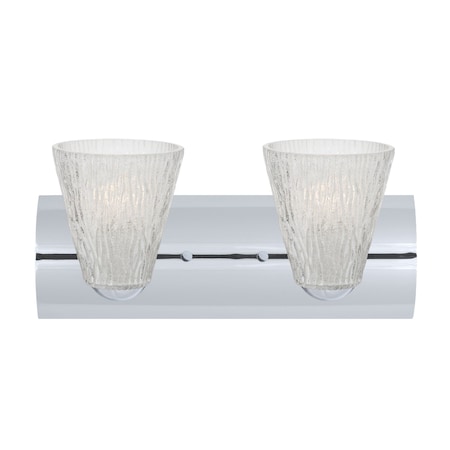 Besa Lighting Nico 5 Vanity, Glitter Stone, Chrome, 2x9W LED 2WZ-NICO5GL-LED-CR